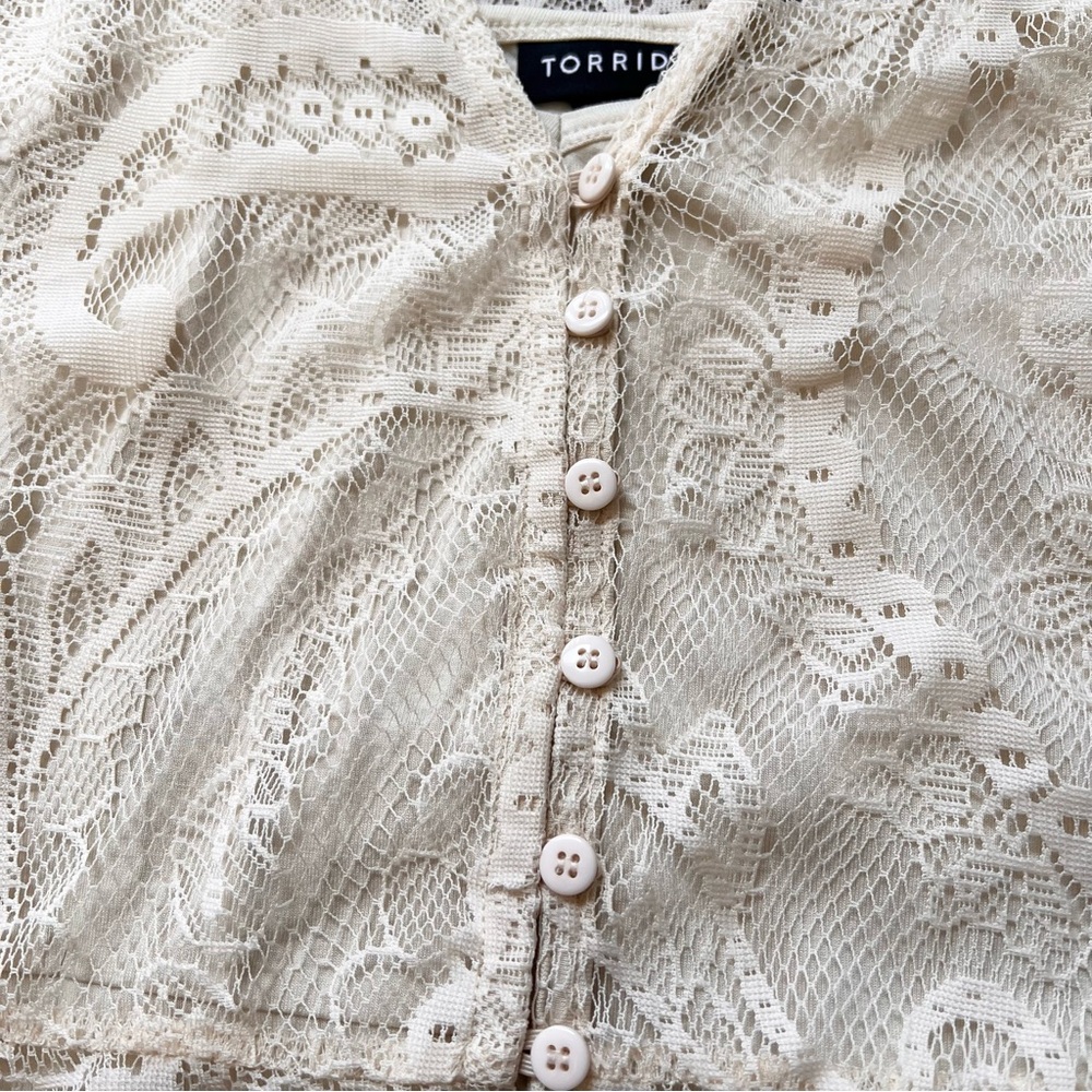 TORRID Ivory Lace Maxi Button Front Lined Dress Boho Plus size 4 - Picture 10 of 14